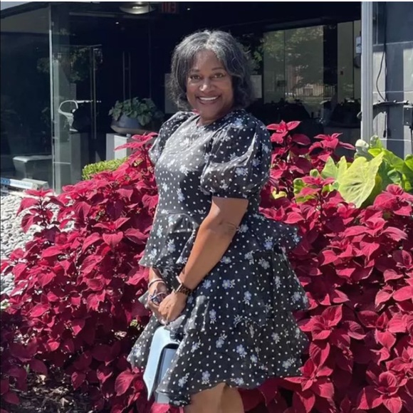 Sandy Liang X Target S, M, XL Floral Short Puff Sleeve Tiered Polka Dot Dress - Picture 11 of 17